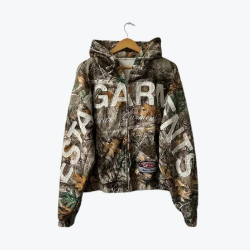 Camo Leaf Splice Zip Sweatshirt – Unisex Harajuku Streetwear